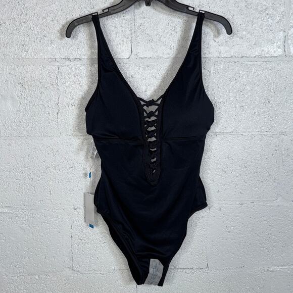 Bleu by Rod Beattie Let's Get Knotty Draped 1 Piece Swimsuit black 10 $119 - Picture 7 of 13